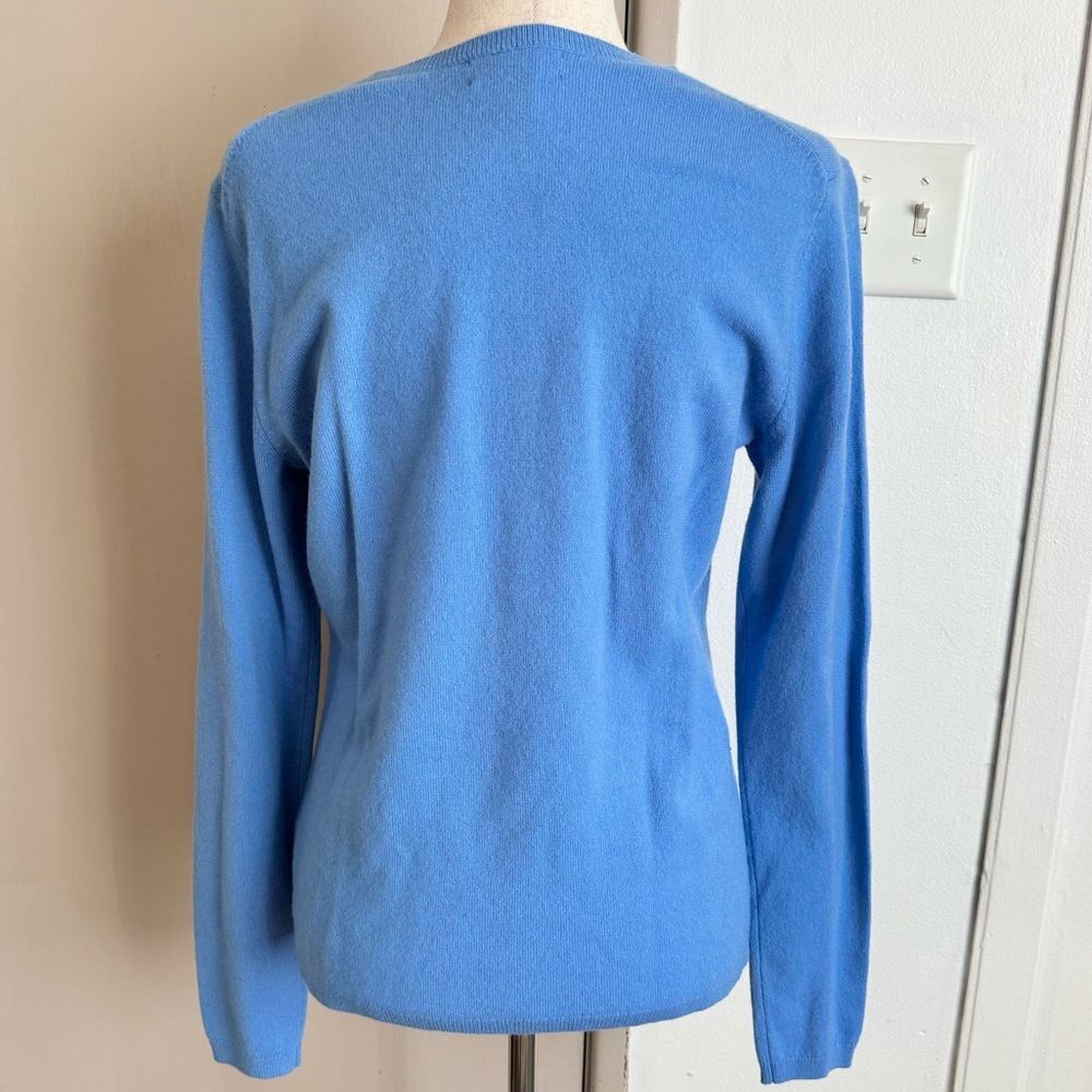 Lands' End Light Blue Cashmere Button Front Cardigan Sweater - Picture 3 of 5